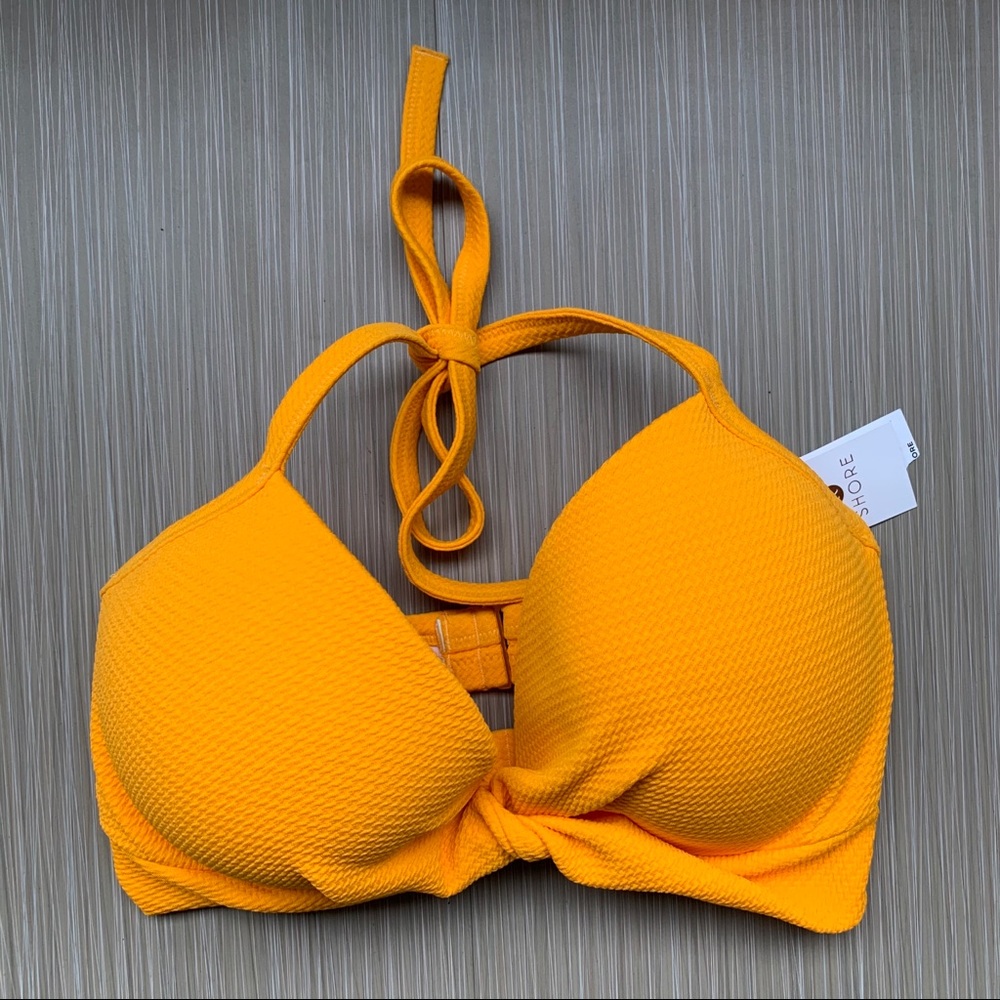 Shade & Shore Yellow Tie Push Up Bikini Top